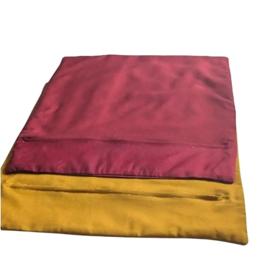 Pair of Handmade Prairie Point Quilted Pillow Covers - Boho Silk-Style Textural